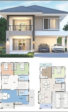 two story house plans with garage and living room