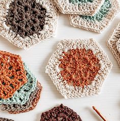 crocheted coasters arranged on top of each other