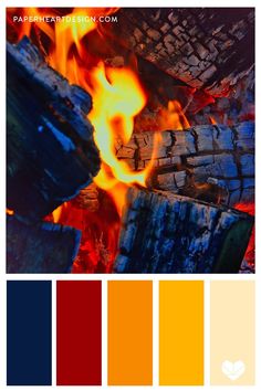 the fire is blazing and there are many different colors