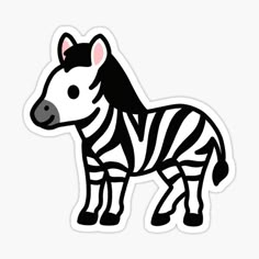 a black and white zebra sticker on a white background