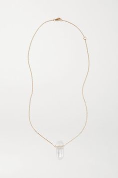 EXCLUSIVE AT NET-A-PORTER. JIA JIA's founder is inspired by the natural beauty of crystals, so she highlights their unique features in all of her designs. This necklace is handmade from 14-karat gold and centered by a striking crystal quartz that's uncut, untreated and mounted in a diamond-encrusted setting. The chain is adjustable, so you can customize the length. -- Crystal quartz, total weight: 20.00-carats; round brilliant-cut H I1 diamonds, total weight: 0.13-carats - Lobster clasp fastenin Unique Features, Crystal Quartz, Round Brilliant Cut, Net A Porter, Round Brilliant, Quartz Crystal, Lobster Clasp, Arrow Necklace, Natural Beauty