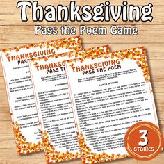 thanksgiving pass the poem game for kids