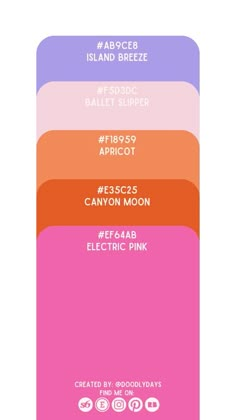 the color scheme for an electric pink is shown in three different colors, each with their own