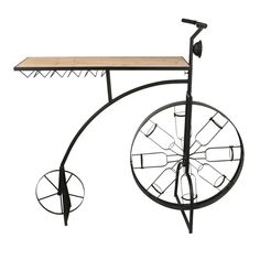 Sagebrook Home Casual Home Metal & Wood Bike Wine Rack Hanging Wine Glass Rack, Wine Cart, Wood Bike, Table Top Wine Rack, Cart Design, Rustic Luxe, Wall Mounted Wine Rack, Wine Glass Rack, Bottle Wall