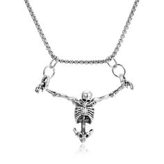 PRICES MAY VARY. *【High Quality Material】： The gothic skull skeleton necklace for men is made of alloy, nickel-free, lead-free and cadmium-free, which means this punk rock skull necklace is totally skin-friendly without any skin irritation, perfect for any sensitive skin. *【Size Information】: The length of this skull necklace pendant is 2.36 inches, the width is 1.97 inches, and the length of the necklace chain is about 23.62 inches, it is easy to wear and suitable for most people size.(the size Punk Skeleton, Skeleton Necklace, Skull Pendant Necklace, Halloween Necklace, Gothic Gifts, Skeleton Skull, Rock Jewelry, Gothic Skull, Presents For Men