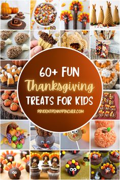 a collage of thanksgiving treats for kids