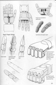 an instruction manual for how to use robotic hand gestures and finger designs, with instructions