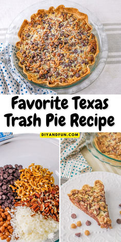 Texas Trash  Pie Recipe Trash Can Pie, Texas Pie Recipe, Texas Trash Pie Recipe Southern Living, Texas Food Recipes, Pinto Bean Pie Recipe, Trash Pie Recipe, Texas Desserts, Texas Trash Pie Recipe, Texas Trash Pie