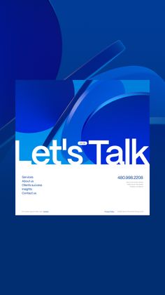 a blue poster with the words let's talk in white letters on top of it