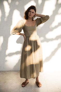 Kara Thoms, Living Simply, Magnolia Pearl, Dreamy Dress, Puffed Sleeves, Yohji Yamamoto, Just In Time, Linen Dress, Popular Style