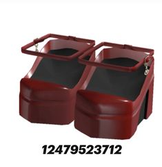 two red plastic containers with black seats