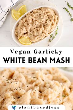 View on a small bowl with a white bean mash. White Bean Vegan Recipes, Vegan White Bean Sauce, Northern White Beans Recipes Vegan, Vegan White Bean Pasta Sauce, Vegan Mash Potatoes, White Bean Recipes, Mash Recipe, Lunch Inspiration