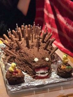 a cake made to look like a hedgehog