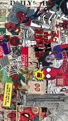 a bunch of stickers that are on top of each other in the shape of a spiderman