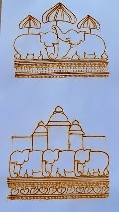 two drawings of elephants on top of each other