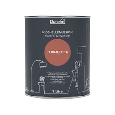 a can of terracotta paint on a white background