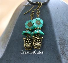 This Dangle & Drop Earrings item by CreativeCutes has 48 favorites from Etsy shoppers. Ships from Parker, CO. Listed on Oct 11, 2024 Green Flower Earrings, Turquoise Heart Earrings, Jewelry Wax, Bohemian Flower, Bohemian Flowers, Owl Earrings, Hippie Earrings, Earring Ideas