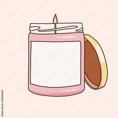 a pink jar with a candle in it