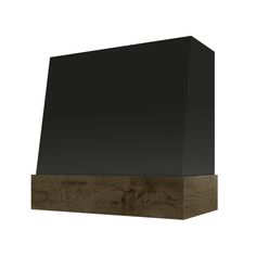 a wooden block with black paint on it and some wood in the bottom half, against a white background