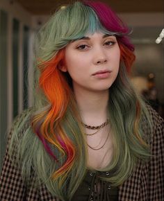 Multicolored Hair, Fun Hair, Haircut And Color, Trending Haircuts, Colored Hair, Mullet Hairstyle, Hair Dye Colors, Hair Inspiration Color, Hair Inspo Color