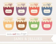 jams and jellies with labels on them for little red fox shoppe