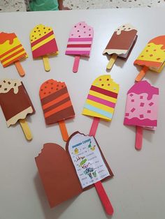 ice cream pops are arranged on a table