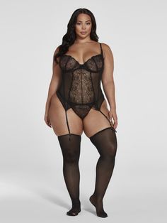 Plus Size Liliana Two-Piece Lace Garter Set | Fashion to Figure Lace Garter Set, Fashion To Figure, Lace Garter, Garter Set, Beautiful Curves, Plus Size Lingerie, Lace Bodysuit, Underwire Bra, Lace Bra