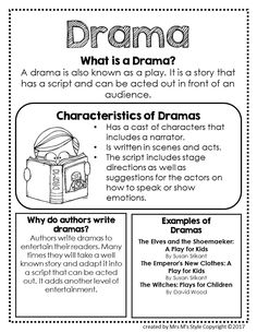 the worksheet for drama, which includes information about what to read and how to use