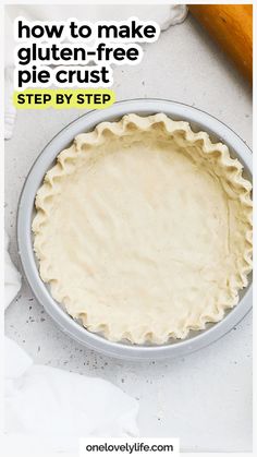 Our easy Gluten Free Pie Crust recipe is perfect for your favorite pies--savory or sweet! Naturally vegan and dairy-free, our gluten-free pie crust is made with shortening for easy prep and consistent results every time. It works just as well for Thanksgiving dessert as it does a gluten-free quiche. Don't miss our step-by-step directions, pie baking tips & favorite pie fillings to try! Get the recipe and more gluten-free pie recipes to try at One Lovely Life Sugar Free Pie Crust, Gluten Free Vegan Pie Crust, Easy Gluten Free Pie, Gluten Free Pie Crust Recipe, Gluten Free Quiche, Sugar Free Pie, Baking Pie, Breakfast Favorites, Vegan Pie Crust