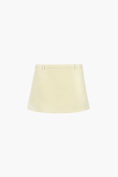 Mini skirt in Butter suiting fabric Belt loops at waist Concealed zipper closure at side Sits low on hip Fully lined Made in NYC Fits true to sizeModel is 5'10 and wearing a size 4 Size Length Waist Hip 0 11 1/2" 29 3/4" 37 1/2" 2 11 1/2" 30 3/4" 38 1/2" 4 11 1/2" 31 3/4" 39 1/2" 6 11 3/4" 32 3/4" 40 1/2" 8 12" 33 3/4" Chic Relaxed Flared Mini Skirt, Chic Flared Mini Skirt, Chic Lined Flared Mini Skirt, Chic Lined Mini Skirt, Chic Lined Flared Skort, Chic Flared Skort With Lined Skirt, Chic Flared Mini Skirt With Lined Skirt, Chic Beige Flared Skort, Chic Asymmetrical Relaxed Mini Skirt