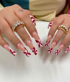 Acrylic Nail Designs Christmas, Christmas Nail Acrylic, Red Nail Design, Red And Gold Nails, Red Acrylic Nails, Drip Nails, Red Nail Designs