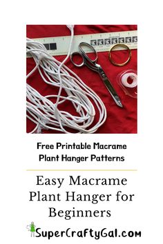 the instructions for how to make plant hanger patterns with scissors and thread on red fabric