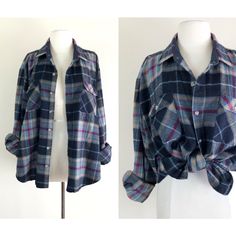 vintage 90s grunge distressed plaid flannel shirt | oxford button up top | boho hippie goth  = plaid black and grey flannel  = button front  = long sleeve  = distressed worn in fabric  modern size estimate: XL    △ d e t a i l s △  Label: arrow sportswear  Marked Size: xl  Made In: korea Fabric: acrylic Color: black grey Condition: Excellent preowned condition with distressed fabric worn in patina.    △ m e a s u r e m e n t s △ Shoulder: 20"  Sleeve: 24" Bust: 52" Waist: 52"  Total Length: 28" Fitted Plaid Shirt For Winter, Fitted Flannel Shirt For Fall, Trendy Plaid Flannel Shirt With Buttons, Plaid Long Sleeve Grunge Shirt, Plaid Flannel Grunge Top, Oversized Vintage Plaid Shirt, Vintage Relaxed Fit Flannel Top, Vintage Flannel Relaxed Fit Top, Vintage Flannel Top With Relaxed Fit