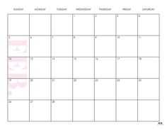 the printable calendar for march is shown in pink and white, with an image of a