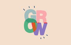 the word grow is made up of different colors and shapes, including letters that appear to be