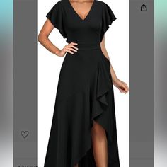 Women’s Dress From Miusol. Black Long Dress. Sz Large Nwt. Elegant Dress Black Maxi Dress With Flattering Silhouette For Work, Elegant Black Maxi Dress With Short Sleeves, Black Dressy Maxi Dress For Work, Black V-neck Maxi Dress With Flattering Silhouette, Black A-line Dressy Maxi Dress, Floral Lace Maxi Dress, Red Lace Midi Dress, Black Long Dress, Fitted Sheath Dress