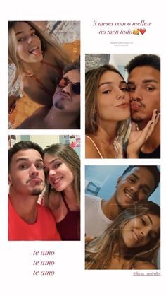 four different pictures of people and one is kissing the other has his face close to him