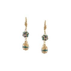 Elegant Jeweled Beaded Drop Earrings, Jeweled Gold-plated Drop Earrings, Gold Jeweled Beaded Dangle Earrings, Gold Jeweled Beaded Drop Earrings, Elegant Jeweled Gold Beaded Earrings, Elegant Gold Jeweled Beaded Earrings, Gold-plated Jeweled Drop Crystal Earrings, Elegant Beaded Drop Earrings With Lever Back, Elegant Gold Beaded Earrings With Lever Back