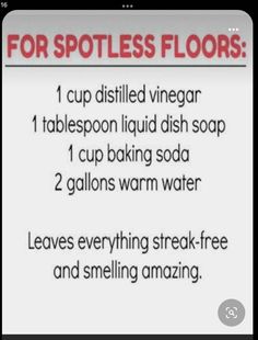 a sign with instructions on how to use soap for spotless flooring and cleaning