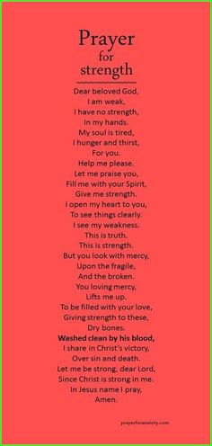 a red background with the words prayer for strength