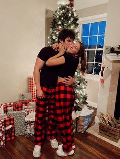 Couple Matching Pajamas Christmas Couple Photos, Christmas Couple Pictures, Matching Christmas Outfits, Couple Matching Outfits, Couples Christmas, Matching Christmas Pajamas