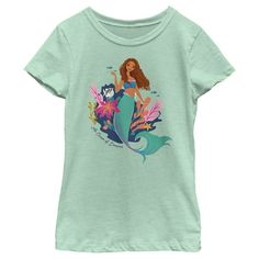 Little Mermaid Live Action, Ariel And Flounder, The Little Mermaid Ariel, Little Mermaid Ariel, Mermaid Outfit, Girls Graphic Tee, Graphic Tee Design, Ariel The Little Mermaid, Kids Outfits Girls