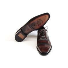 Paul Parkman Handmade Shoes Men's Handmade Shoes Captoe Burgundy Oxfords (PM5227)-AmbrogioShoes Mens Brown Dress Shoes, Men's Dress Shoes, Brown Dress Shoes, Oxford Style, Brown Oxfords, Hand Painted Shoes, Hand Painted Leather, Painting Leather, Mens Luxury