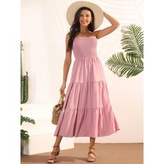 Casual sleeveless tiered dress is perfect for casual, daily, vacation, beach, holiday, wedding, office, family gathering, etc. The casual sleeveless dress has a chic and understated design that makes it easy to accessorize with your favorite shoes. Casual spaghetti strap maxi dress classy, cute. The casual maxi dress is all things sweet and everything you need! Dresses For Summer Casual, Light Pink Sundress, Sun Dresses For Summer, Maxi Dress Classy, Pink Sundress, Summer Spaghetti, Beach Sundress, Casual Maxi Dress, Sleeveless Dresses Casual