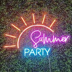 Summer Party Neon Sign Light Up For Outdoor Activities Neon Pool Parties, Neon Sign Party, Party Neon Sign, Neon Beer Signs, Neon Open Sign, Pink Neon Sign, Neon Bar Signs, Party Neon, Neon Sign Art