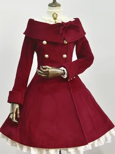 Winter Polychromatic Optional Wool Double-breasted Lolita Coat Áo Blu, Winter Princess, Red Coat, Wine Color, Cosplay Dress, Kawaii Clothes, Lolita Dress, Gothic Lolita, Mode Inspiration