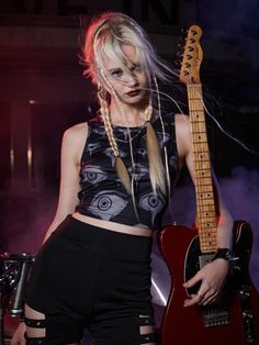 Rock Show Outfit, Duo Band, Pretty Punk, Punk Top, Eye Print, Women Tank Tops, Grunge Punk, Alternative Outfits, Tank Top Cami