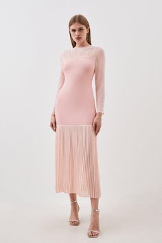 Figure Form Woven Bandage Knit Mix Dress Beachwear Skirt, Guest Outfit, Karen Millen, Fashion Face, Wedding Guest Outfit, Maternity Dresses, Dress Fabric, Dress Collection, Wedding Guest Dress