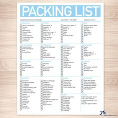 the packing list is shown on a wooden background with text that reads,'packing list '