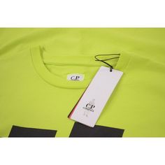 C.P. Company Yellow L Yellow Cotton Tops With Logo Print, Yellow Sporty Top With Logo Print, Casual Crew Neck Neon Yellow Top, Casual Neon Yellow Crew Neck Top, Company Shirts, C P Company, Shirt Short Sleeve, Neon Yellow, Yellow Black